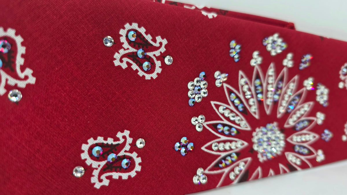 Red Paisley with Red Shimmer and Diamond Clear Austrian Crystals (E60180)