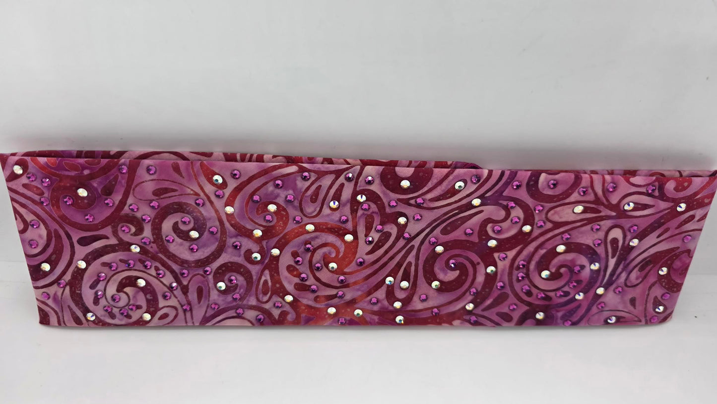 Pink Batik Bandana with Fuchsia and Aurora Borealis Austrian Crystals (E60120)