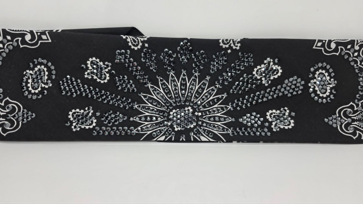 Super LeeAnnette Black Paisley Bandana with Black Austrian Crystals (S48156)