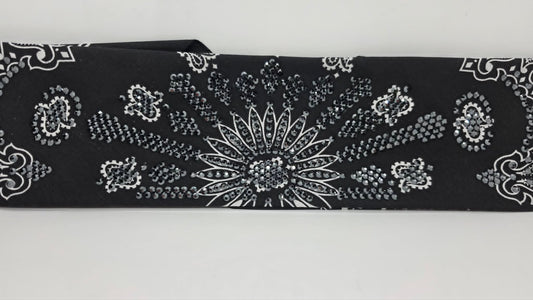 Super LeeAnnette Black Paisley Bandana with Black Austrian Crystals (S48156)