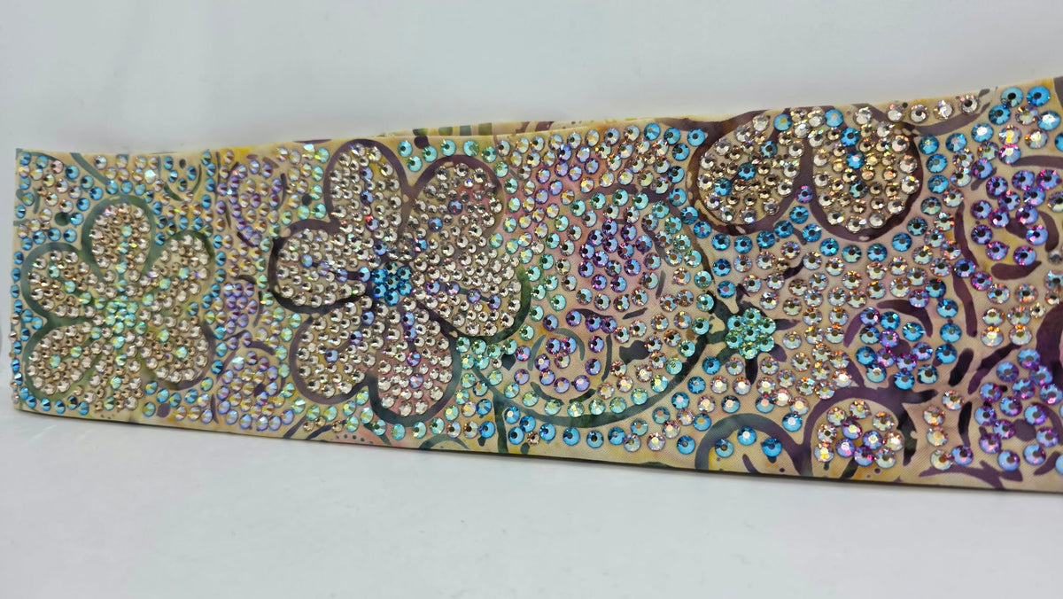 Super Duper LeeAnnette Batik Flowers Bandana with Multi-color Austrian Crystals (D49512)