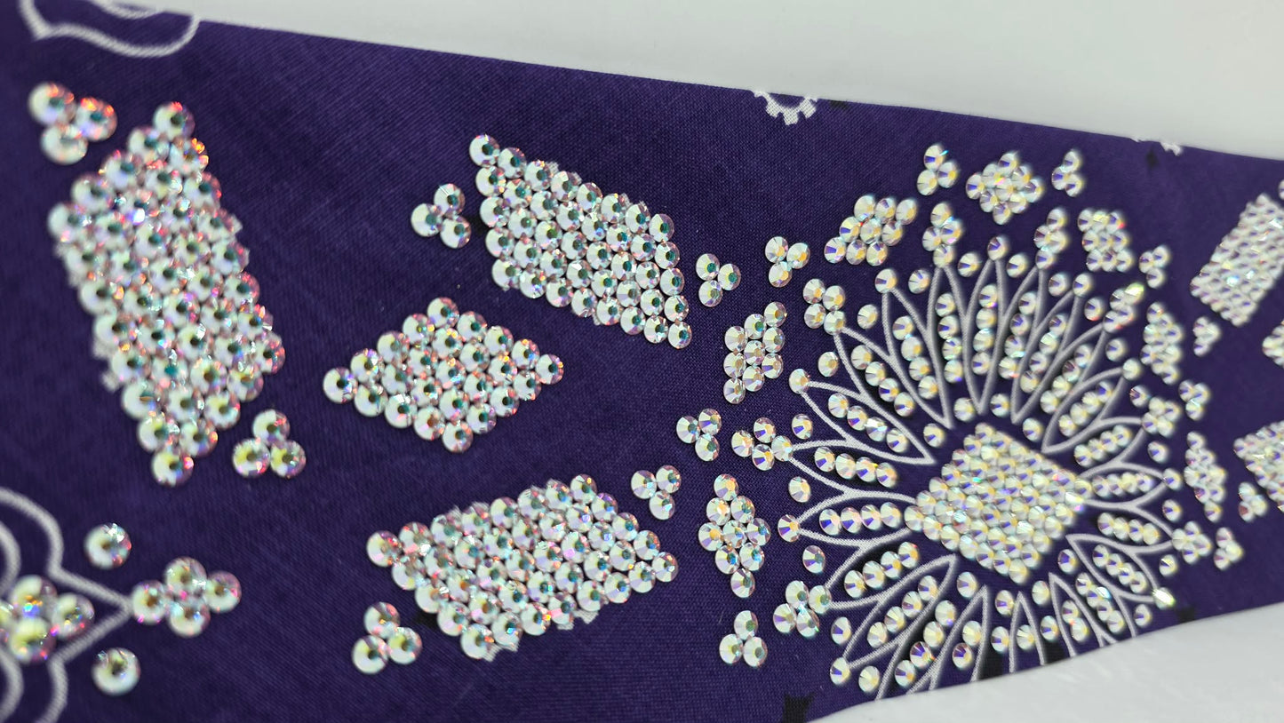 Super LeeAnnette Purple Paisley Bandana with Aurora Borealis Austrian Crystals (S48145)