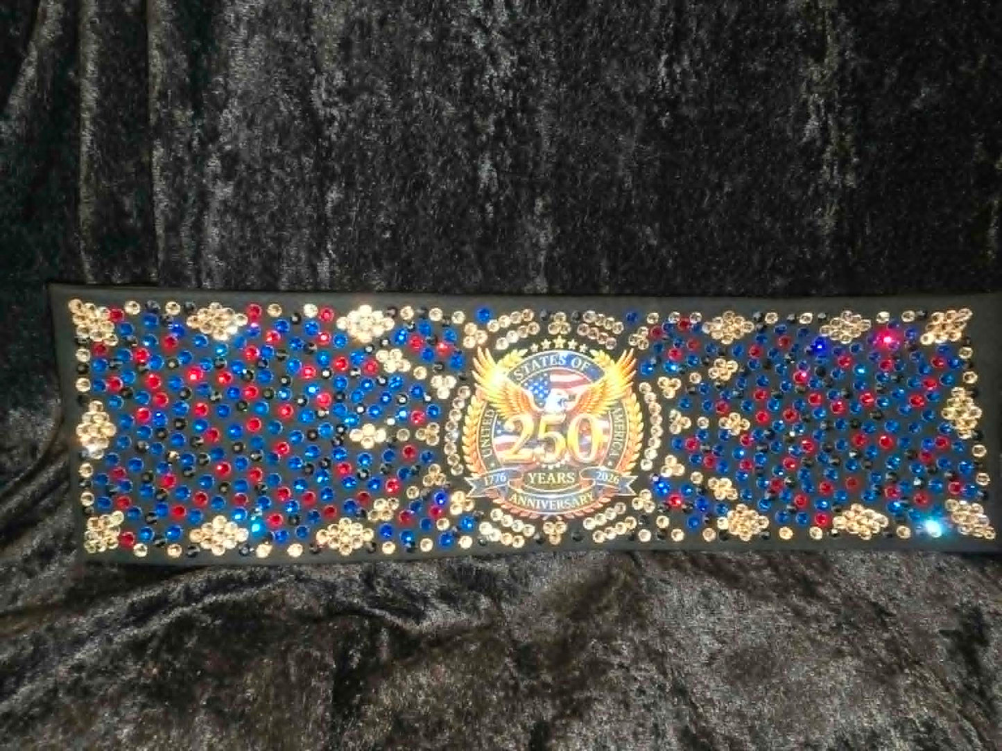 Extra Super LeeAnnette 250th Anniversary Bandana with Black,Capri, Red and Honey Austrian Crystals (S48165)