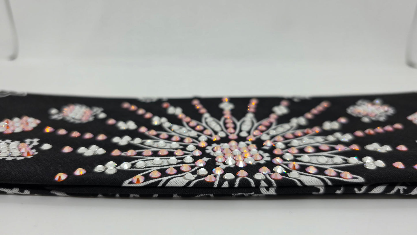 LeeAnnette Black Paisley Bandana with Sun Shimmer and Diamond Clear Austrian Crystals (L40211)