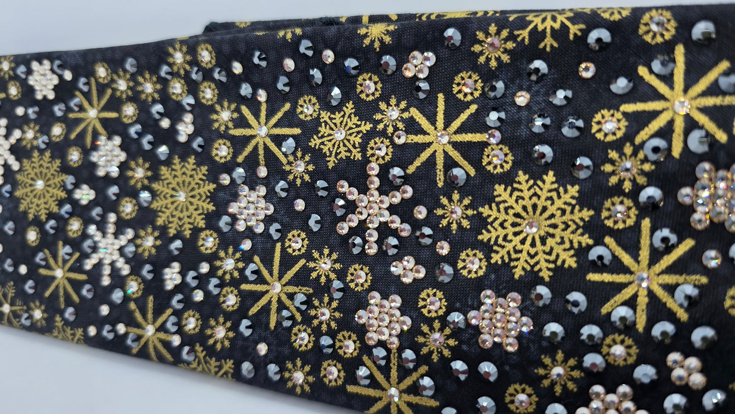 Super LeeAnnette Gold Snow on Black Bandana with Black and Honey Austrian Crystals (S48140)