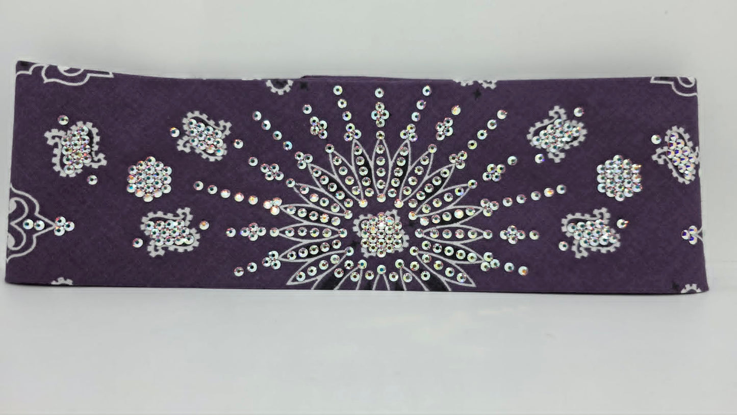 LeeAnnette Plum Paisley Bandana with Aurora Borealis Austrian Crystals (L40236)