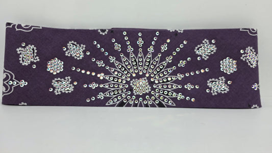LeeAnnette Plum Paisley Bandana with Aurora Borealis Austrian Crystals (L40236)