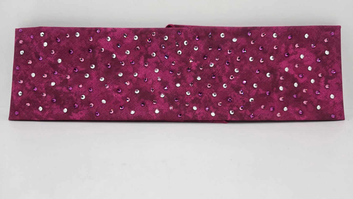 Marble Magenta Bandana with Dark Pink, Light Pink and Chrome Austrian Crystals (E60118)