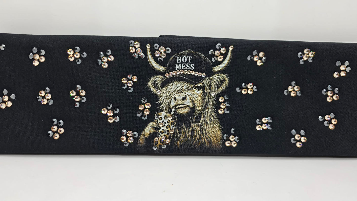Highlander Cow Bandana with Honey and Black Austrian Crystals (E60156)