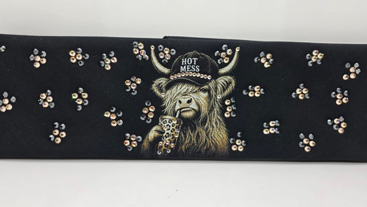 Highlander Cow Bandana with Honey and Black Austrian Crystals (E60156)