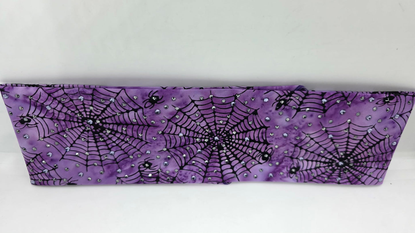 Purple Spider Webs Bandana with Light Purple and Black Austrian Crystals (E60123)