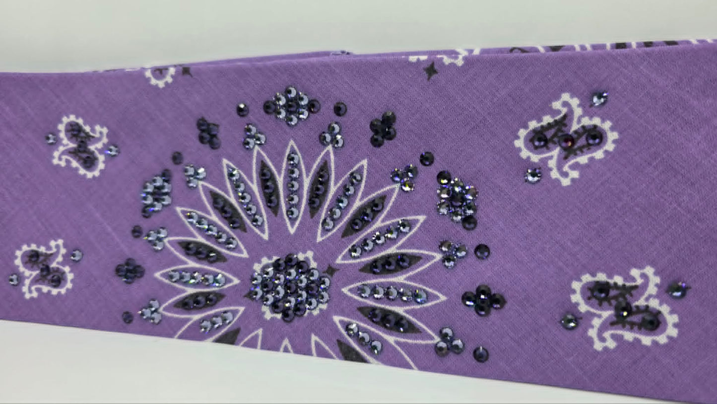 Lavender Paisley Bandana with Purple Velvet and Lavender Austrian Crystals (E60154)