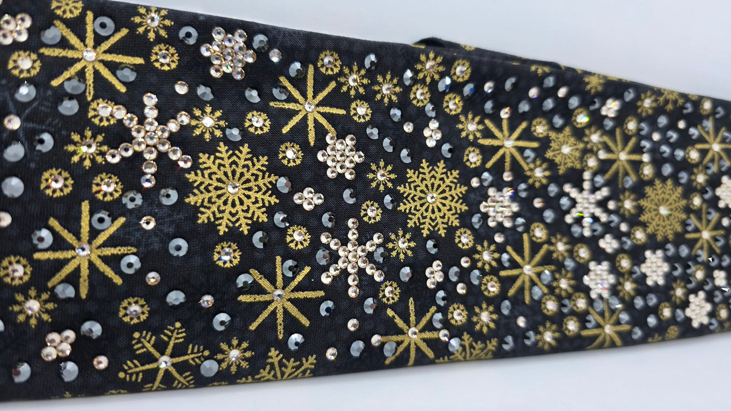 Super LeeAnnette Gold Snow on Black Bandana with Black and Honey Austrian Crystals (S48140)
