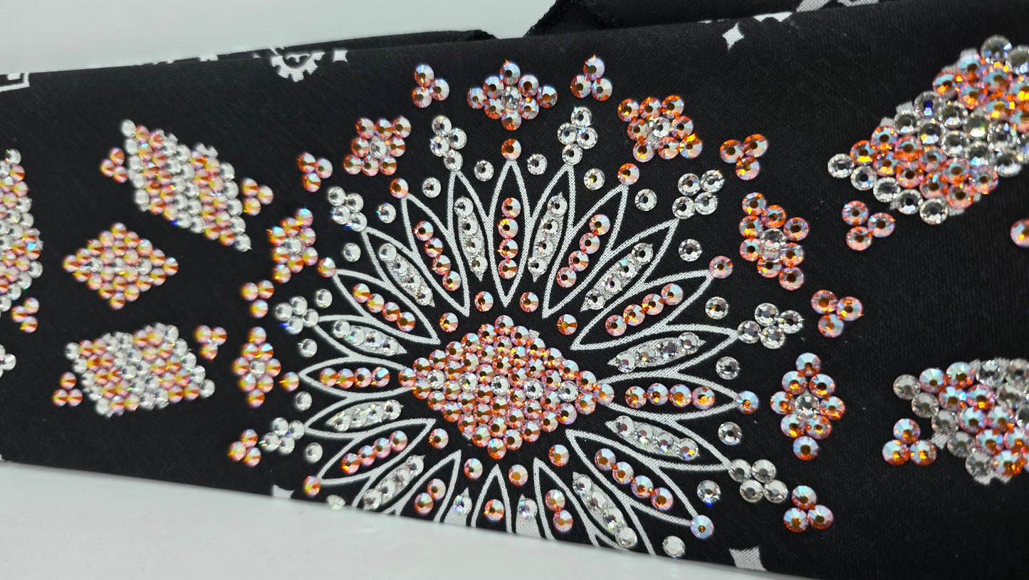 Super LeeAnnette Black Paisley Bandana with Sun Shimmer and Diamond Clear Austrian Crystals (S48118)