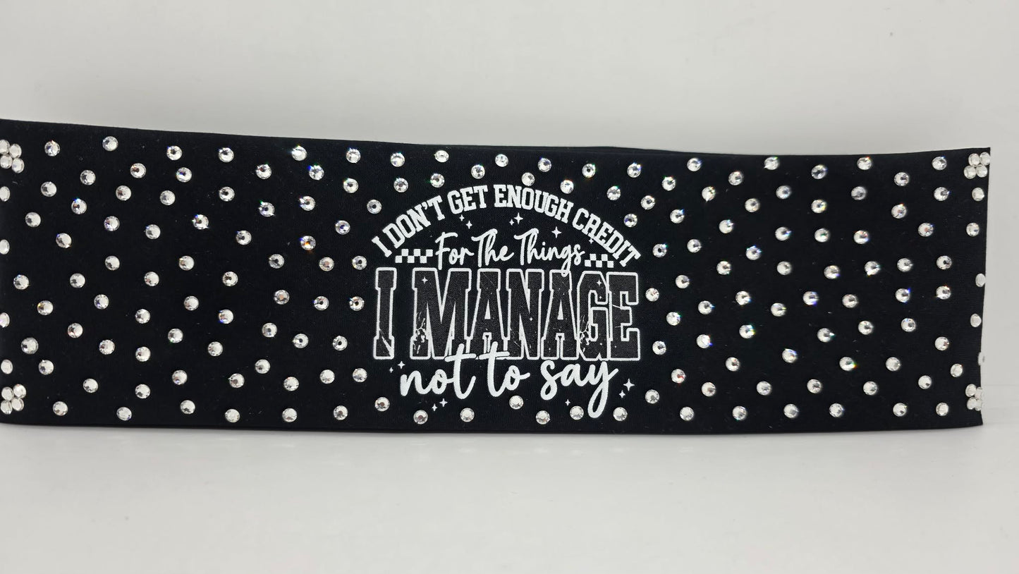Black Bandana - Things I manage not to Say with Diamond Clear Austrian Crystals (E60162)