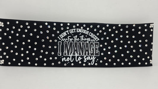 Black Bandana - Things I manage not to Say with Diamond Clear Austrian Crystals (E60162)