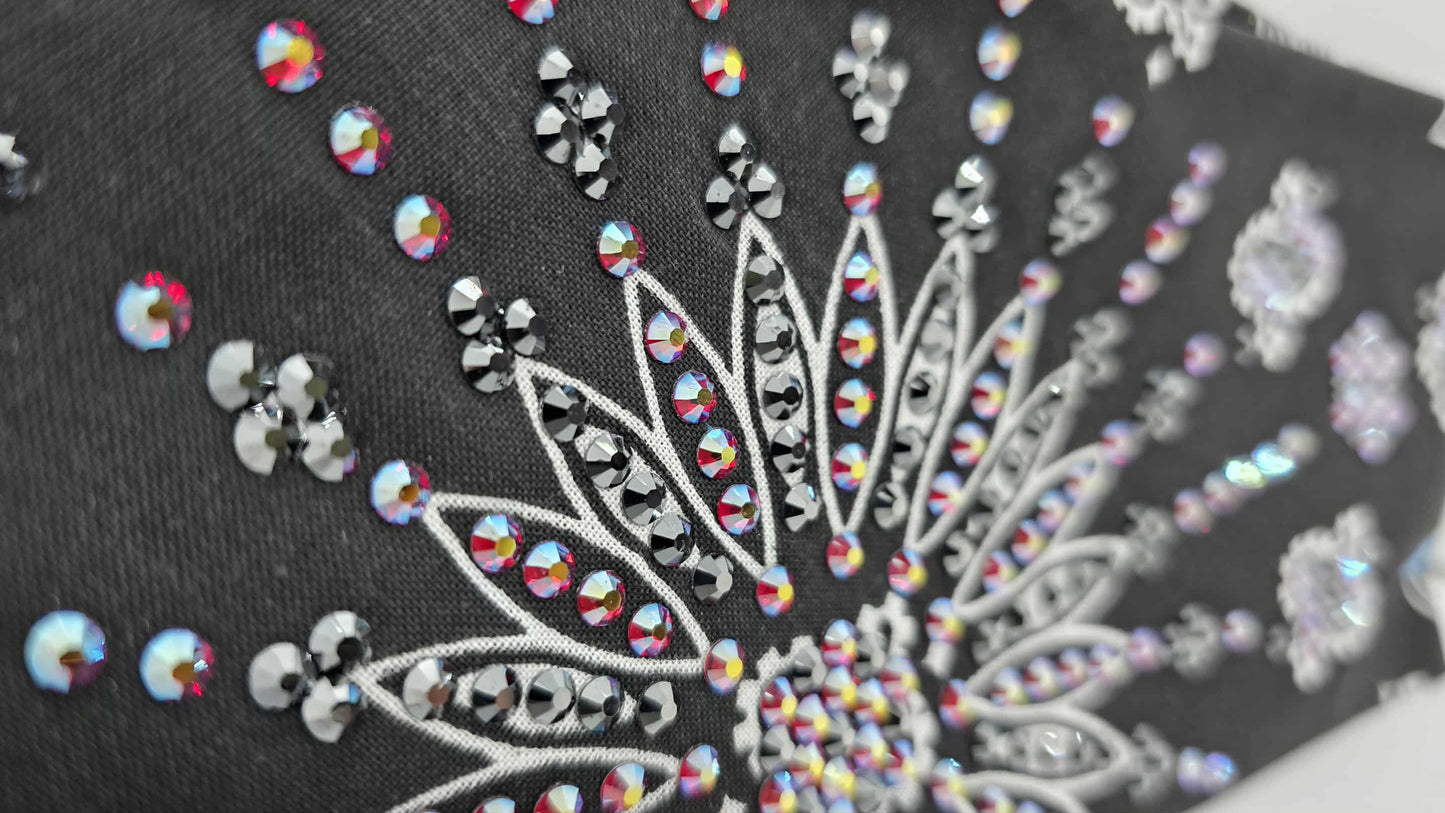 LeeAnnette Black Paisley Bandana with Red Shimmer and Black Austrian Crystals (sku40158)