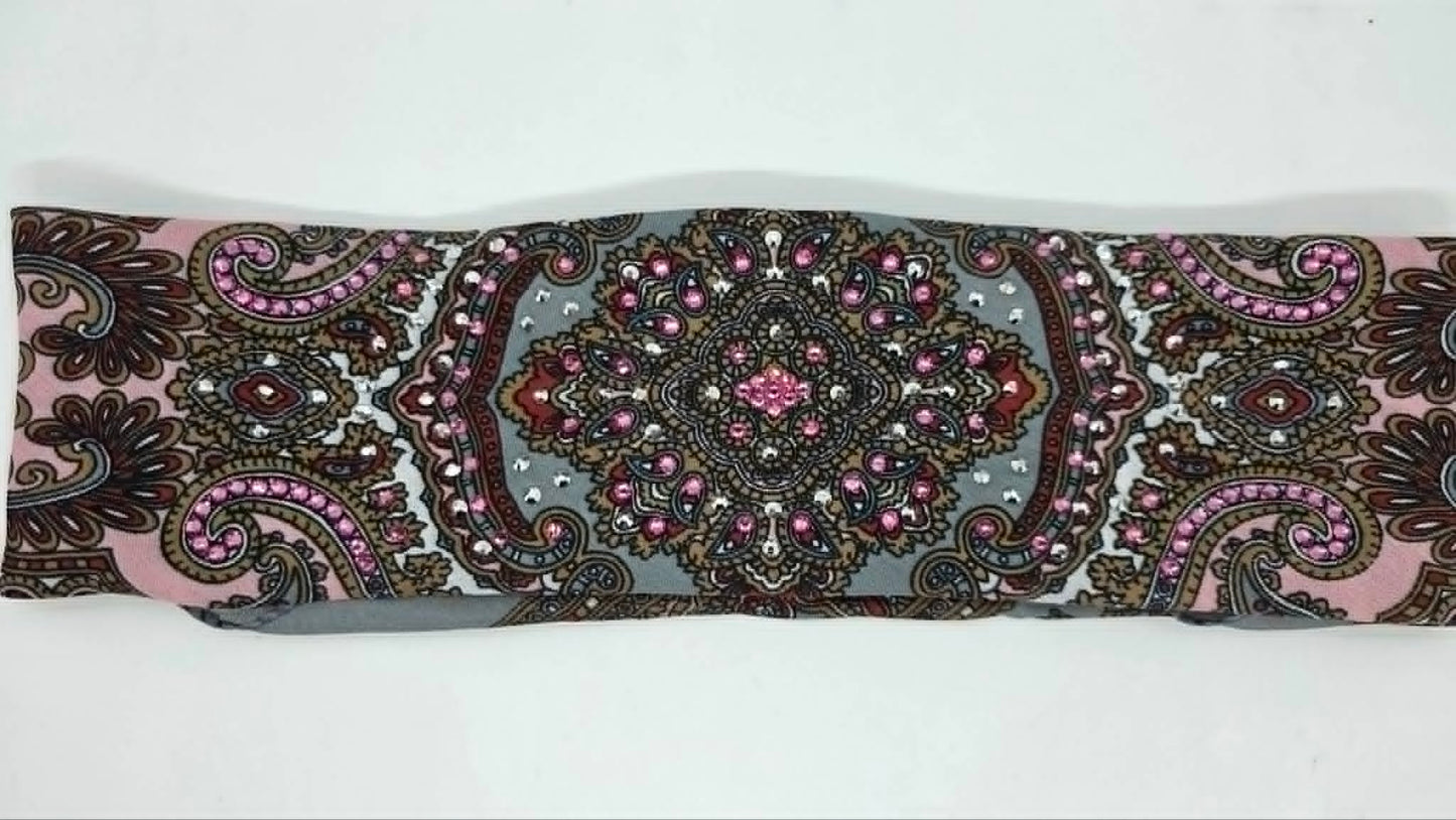 Grey Scarf with Rose and Chrome Austrian Crystals (LS30007)
