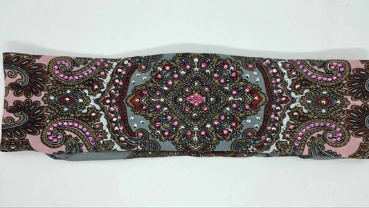 Grey Scarf with Rose and Chrome Austrian Crystals (LS30007)