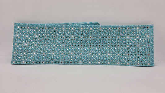 Super LeeAnnette Turquoise Petals Bandana with Caribbean Sea and Diamond Clear Austrian Crystals (sku40087)