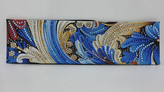 Super LeeAnnette Printed Flower Bandana with Blue, Blue Shimmer, Red Shimmer, Honey and Black Austrian Crystals (sku40148)