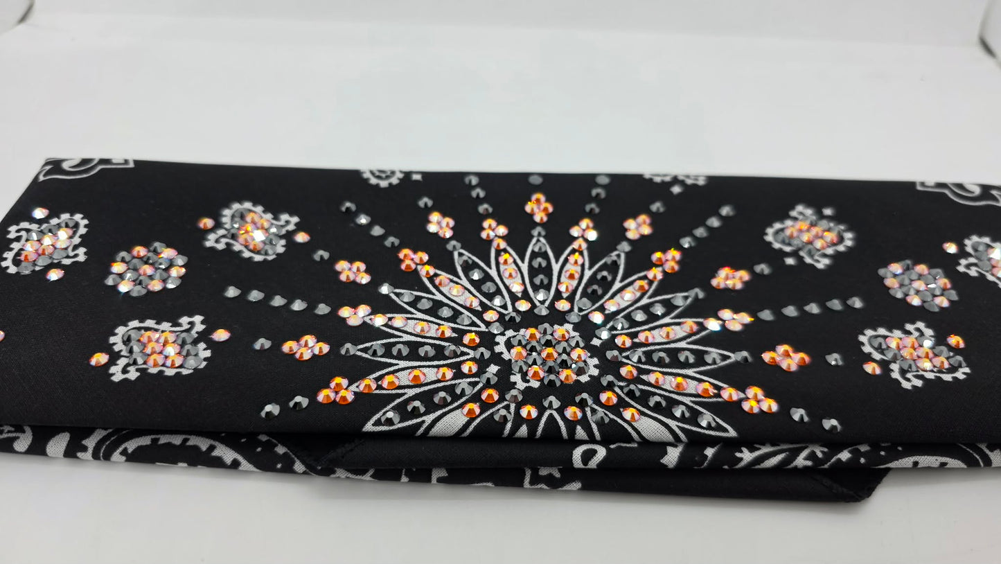 LeeAnnette Black Paisley Bandana with Sun Shimmer and Black Austrian Crystals (L40209)