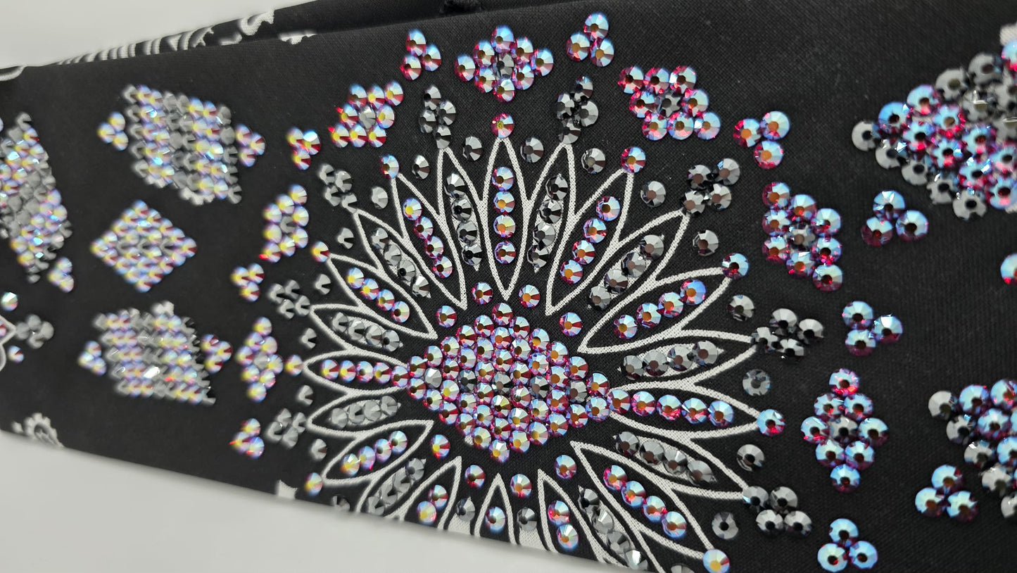 Super LeeAnnette Black Paisley Bandana with Red Shimmer and Black Austrian Crystals (S480100)