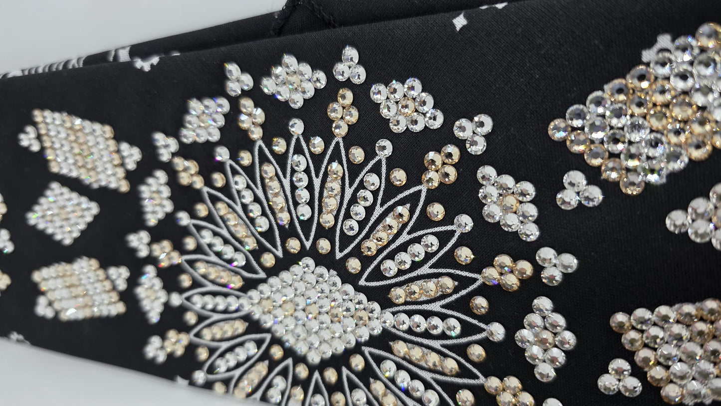 Super LeeAnnette Black Paisley Bandana with Honey and Diamond Clear Austrian Crystals (S480103)