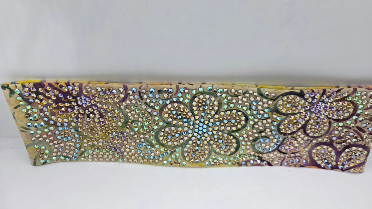 Super Duper LeeAnnette Batik Flowers Bandana with Multi-color Austrian Crystals (D49512)