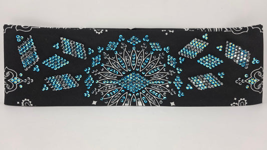 Super LeeAnnette Black Paisley Bandana with Jet Shimmer and Black Austrian Crystals (S48126)