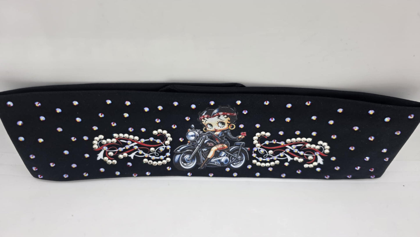 EXTRA BLING - Red Betty Boop Bandana with Red Shimmer and Diamond Clear Austrian Crystals (sku6389)