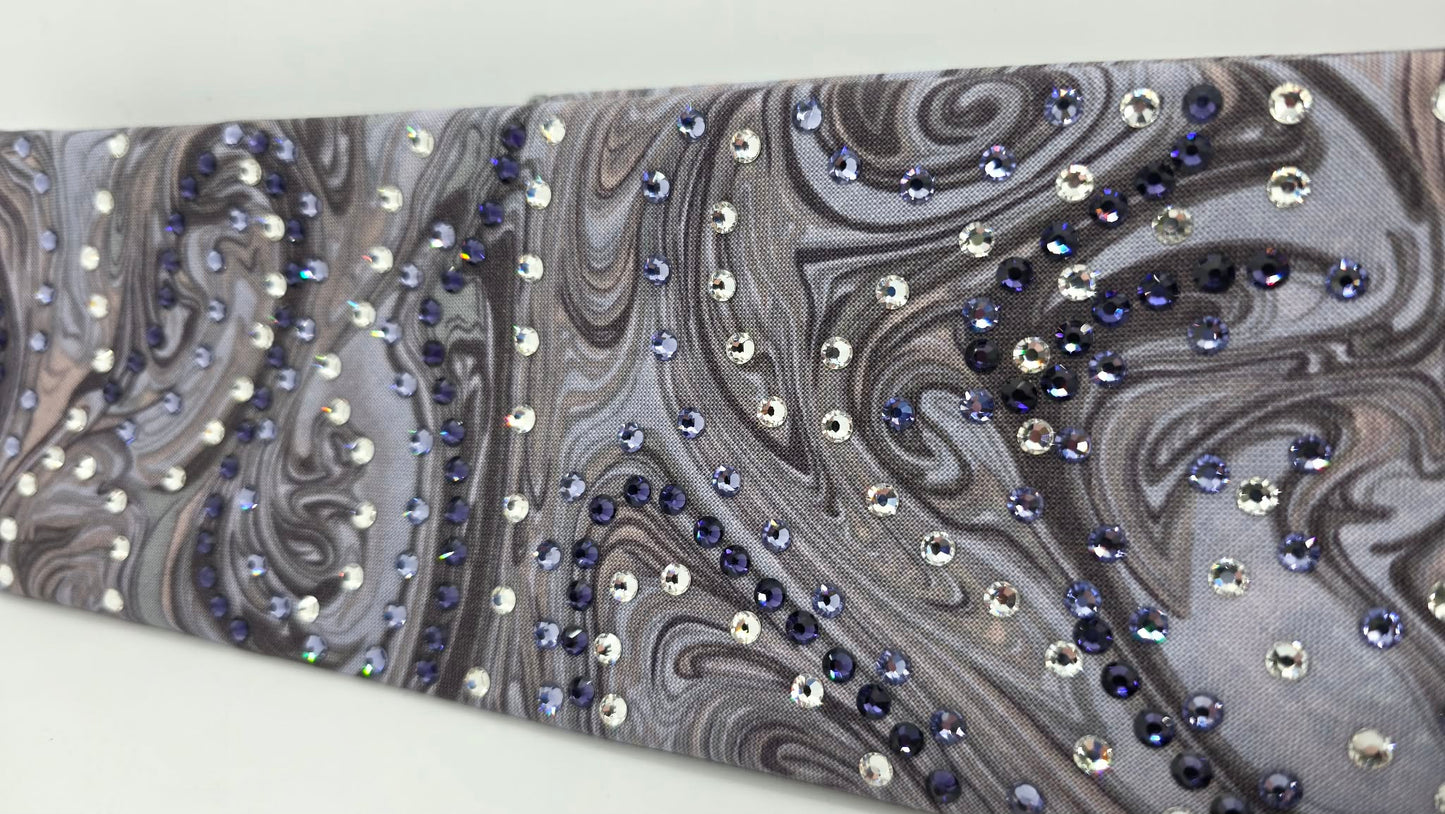LeeAnnette Purple Marble Bandana with Dark Purple, Light Purple and Clear Austrian Crystals (L40224)