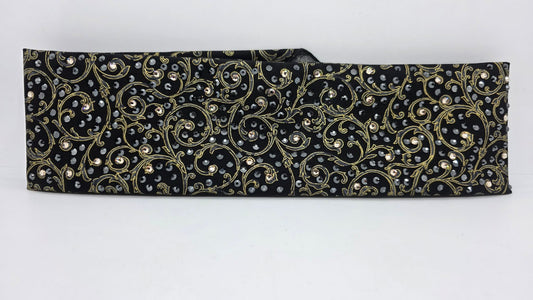 LeeAnnette Gold Victorian on Black Bandana with Black and Honey Austrian Crystals (L40219)