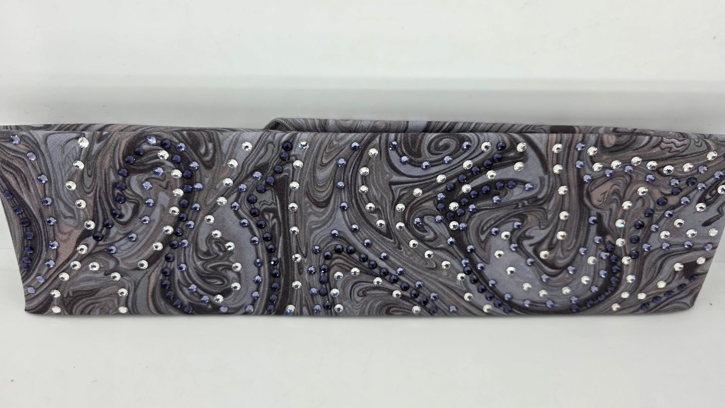 LeeAnnette Purple Marble Bandana with Dark Purple, Light Purple and Clear Austrian Crystals (L40224)