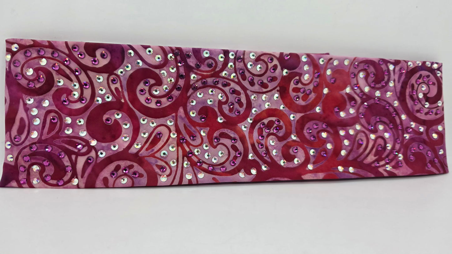 LeeAnnette Pink Batik Bandana with Fuchsia and Aurora Borealis Austrian Crystals (L40225)