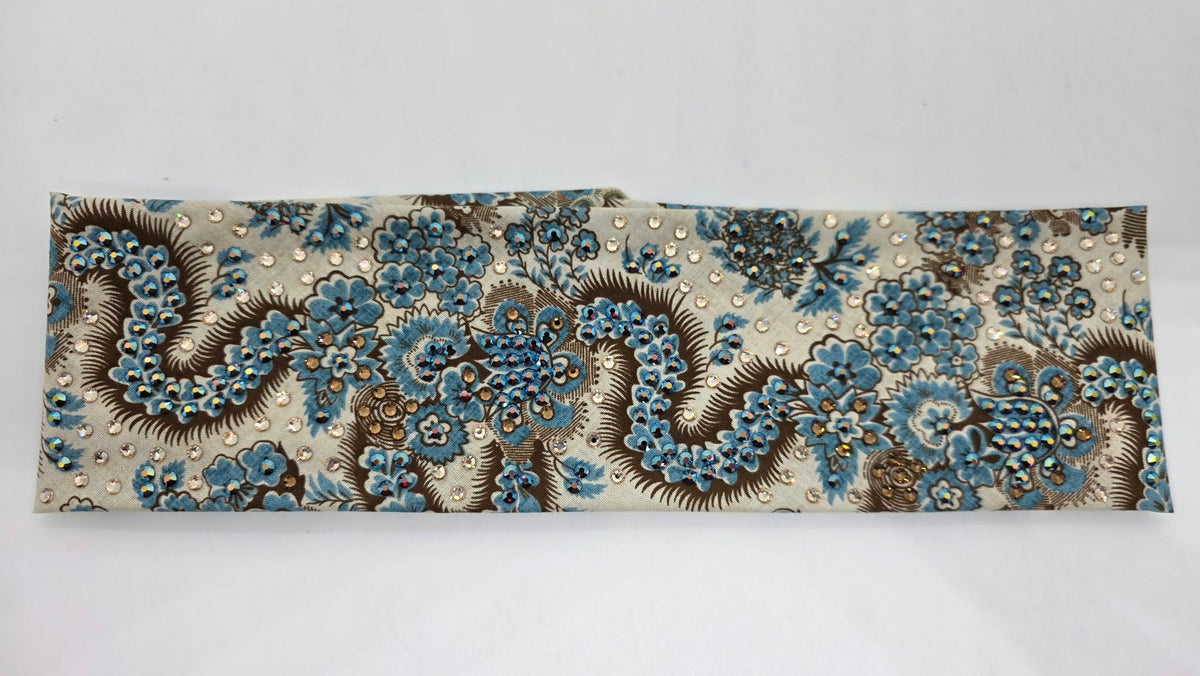 LeeAnnette Flower Dragon Bandana with Dark Red Shimmer, Honey and Brown Austrian Crystals (L40296)