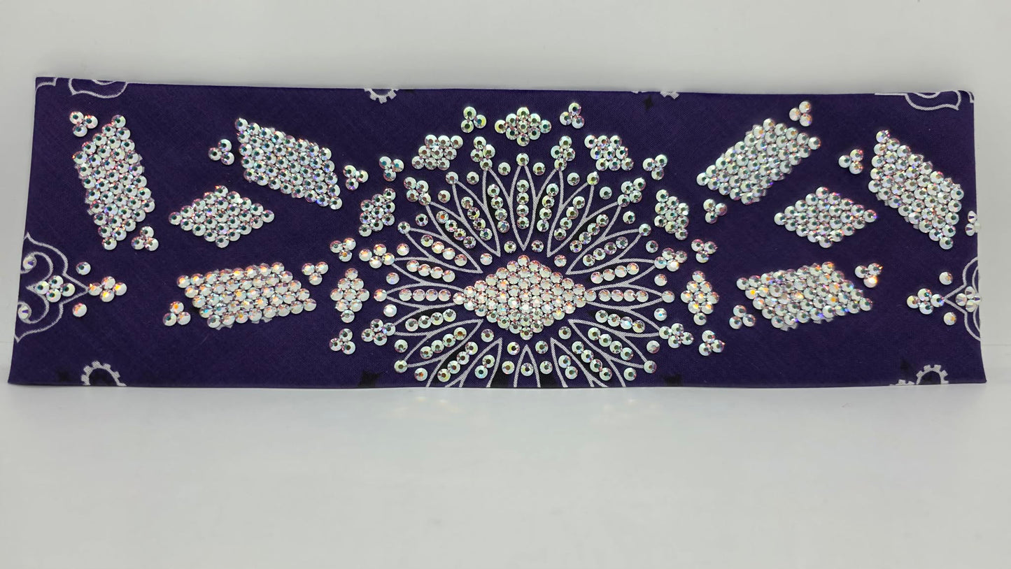 Super LeeAnnette Purple Paisley Bandana with Aurora Borealis Austrian Crystals (S48145)