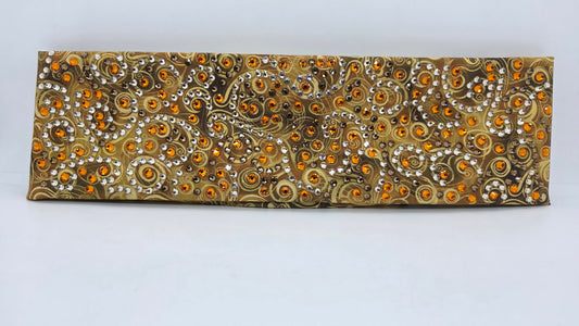 Super LeeAnnette Yellow Scrolls Bandana with Brown, Honey and Orange Austrian Crystals (S48131)
