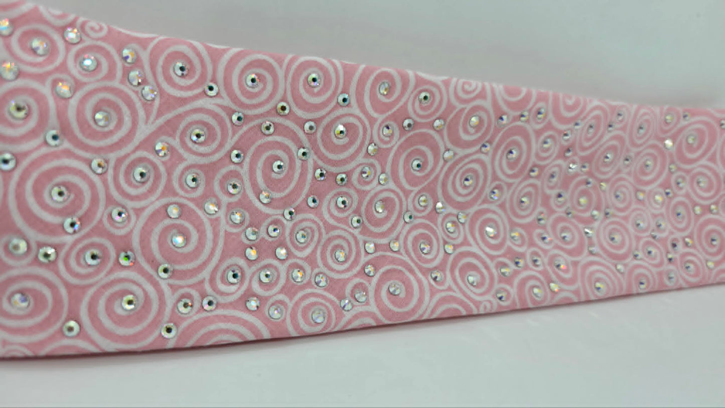 Baby Pink Scroll Bandana with Aurora Borealis Austrian Crystals (E60133)