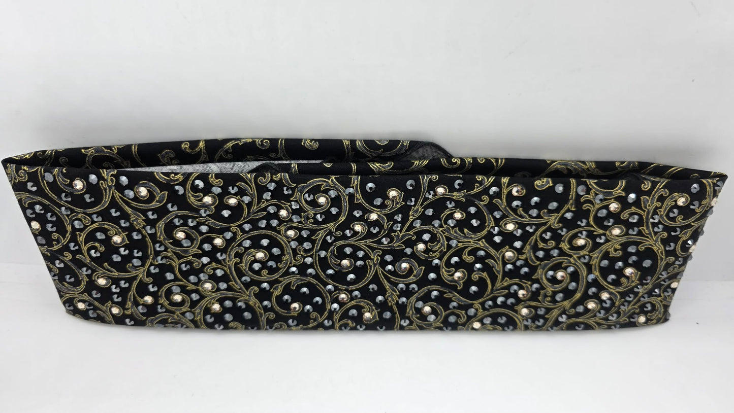 LeeAnnette Gold Victorian on Black Bandana with Black and Honey Austrian Crystals (L40219)