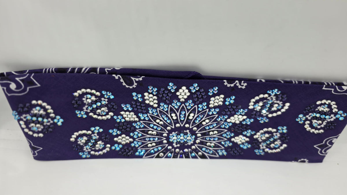 Super LeeAnnette Purple Paisley Bandana with Dark Purple, Blue Shimmer and Diamond Clear Austrian Crystals (S48185)