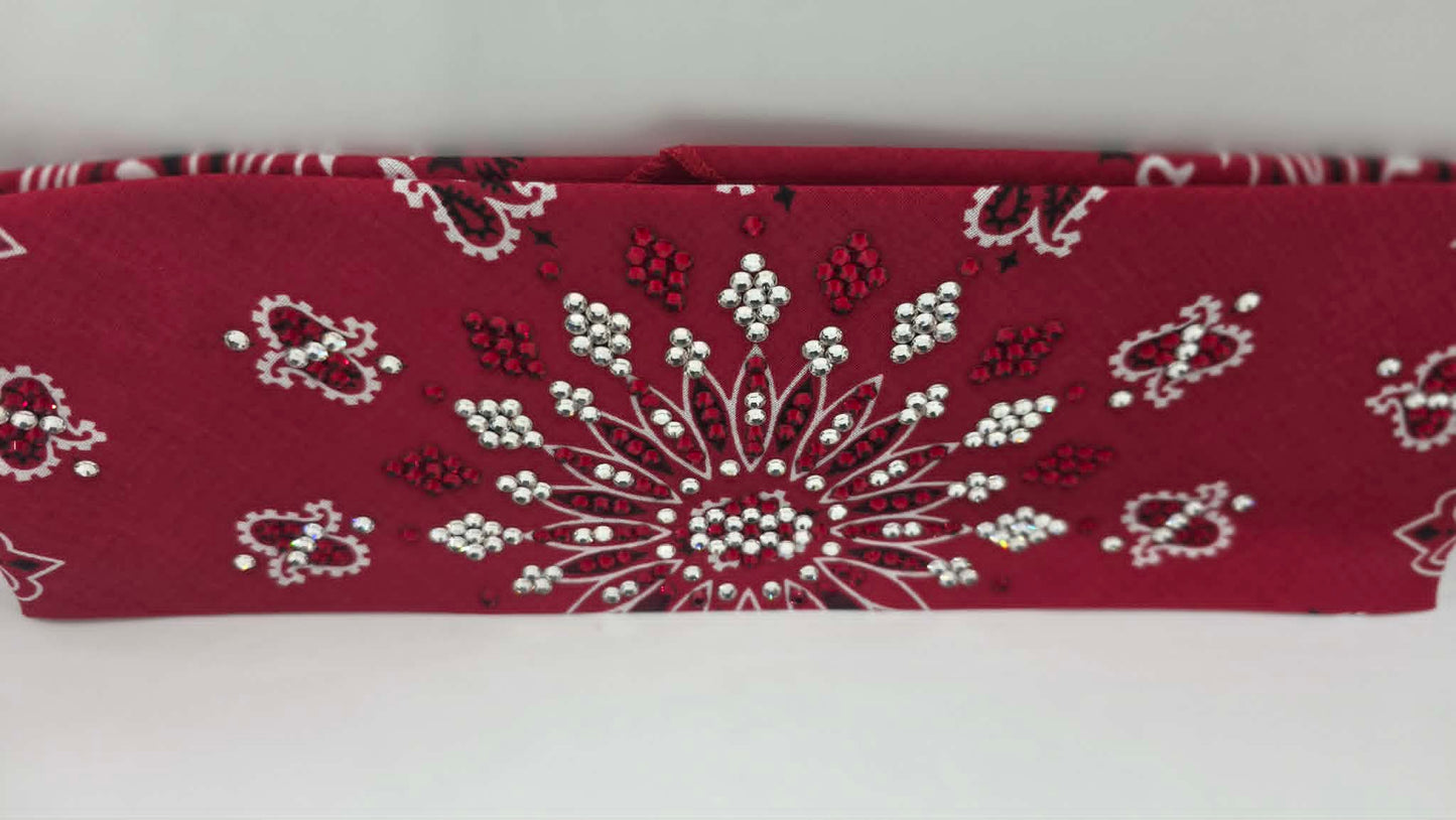 LeeAnnette Red Paisley Bandana with Red and Diamond Clear Austrian Crystals (L40265)