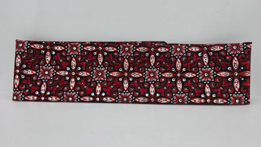 LeeAnnette Red and Black Squares Bandana with Red, Black and Clear Austrian Crystals (L40223)