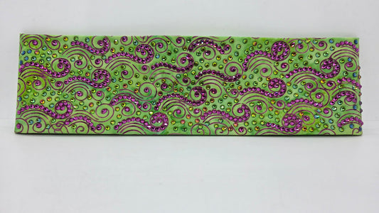 Super LeeAnnette Fuchsia Wisps on Lime Green Bandana with Fuchsia and Vitrail Austrian Crystals (S48122)