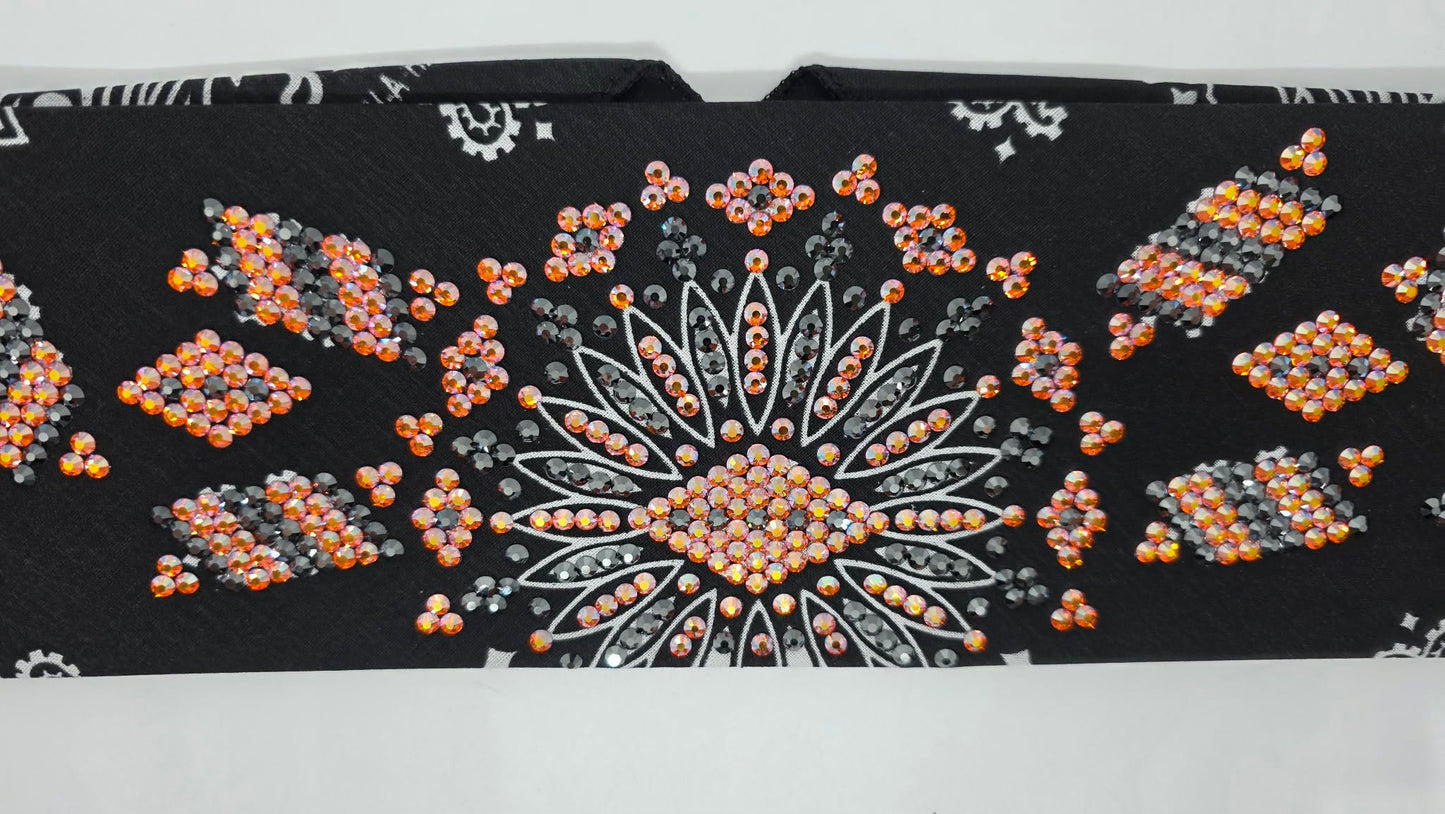 Super LeeAnnette Black Paisley Bandana with Sun Shimmer and Black Austrian Crystals (S48117)