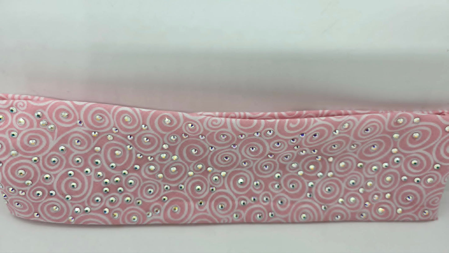 Baby Pink Scroll Bandana with Aurora Borealis Austrian Crystals (E60133)