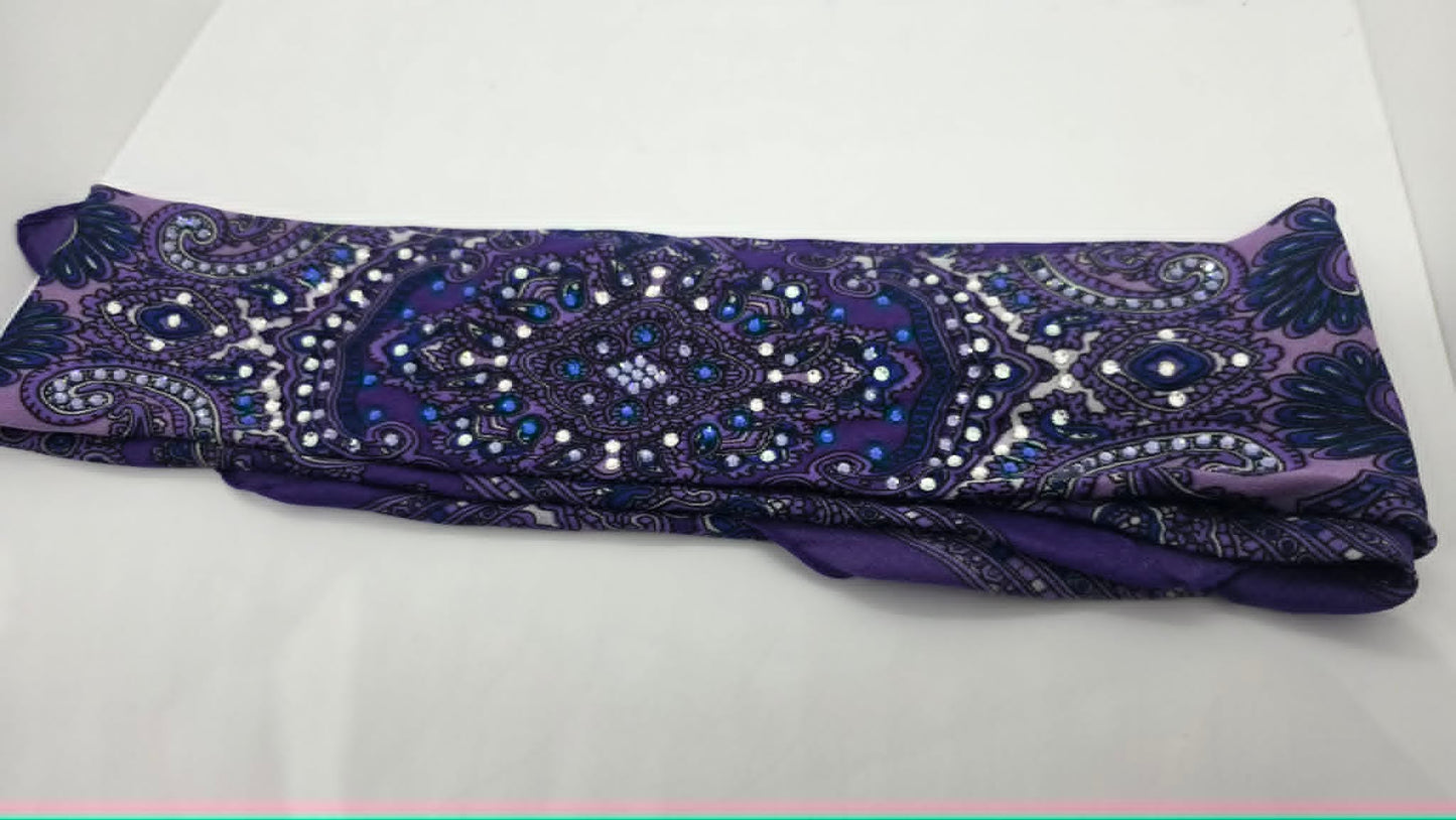Purple Scarf with Capri Blue, Tanzanite and Diamond Clear Austrian Crystals (LS30004)
