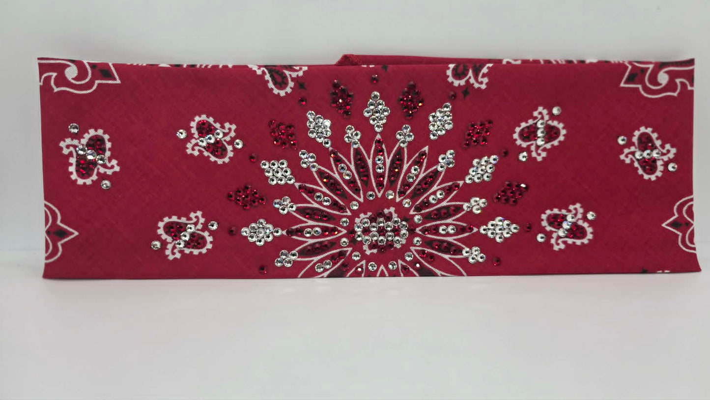 LeeAnnette Red Paisley Bandana with Red and Diamond Clear Austrian Crystals (L40265)