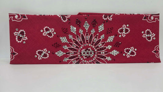 LeeAnnette Red Paisley Bandana with Red and Diamond Clear Austrian Crystals (L40265)