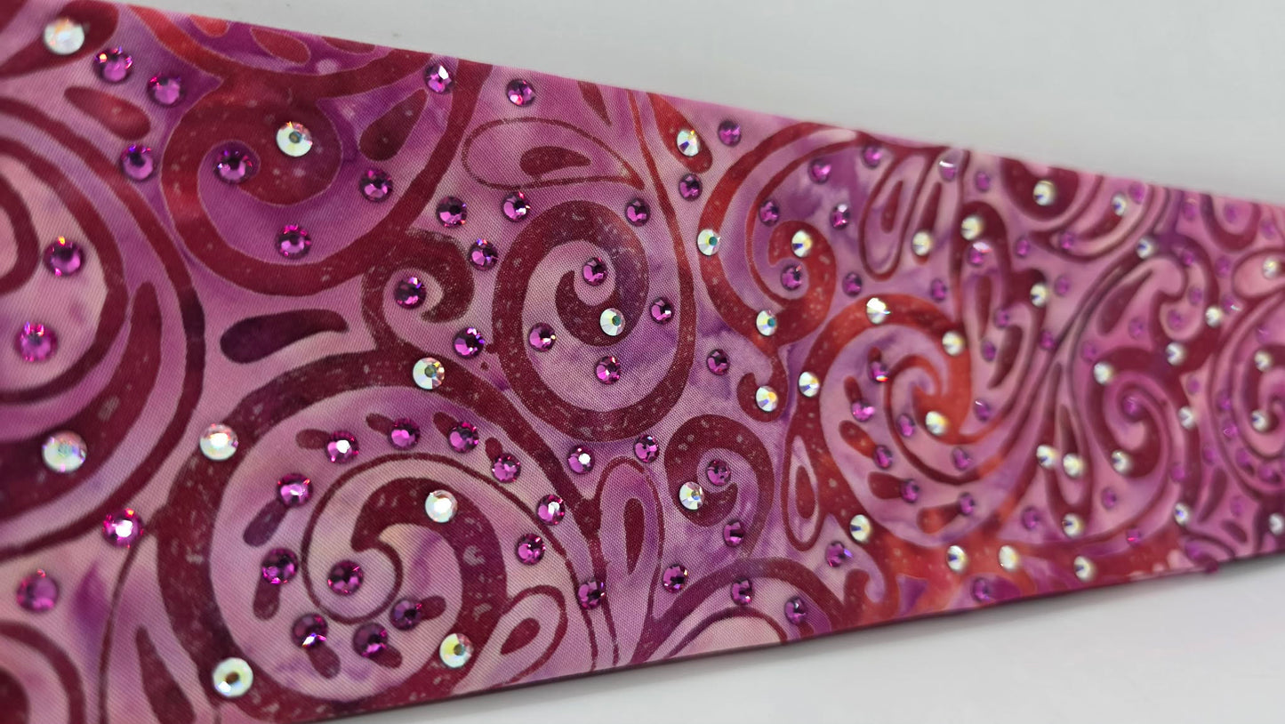 Pink Batik Bandana with Fuchsia and Aurora Borealis Austrian Crystals (E60120)